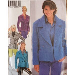 Vintage 90s Style Pattern 2862 Uncut Wool Tweed Double Breasted Jacket A 6-16